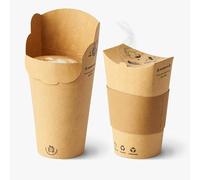 The Good Cup 22oz Disposable Kraft Cup/Sleeve Bundle. Pk 25/50 Certified Home compostable and Recyclable in The Paper Stream with Integrated lid. Made from FSC Paperboard, No PE/PLA Lining (45)
