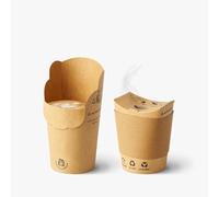 The Good Cup 8oz Disposable Kraft Cup/Sleeve Bundle. Pk 25/50 from Certified Home compostable and Recyclable in The Paper Stream with Integrated lid. Made from FSC Paperboard, No PE/PLA Lining (50)