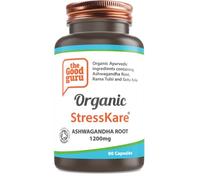 The Good Guru Organic StressKare - Ashwagandha Root 1200mg | 90 Vegan Capsules | with Rama Tulsi & Gotu Kola | Ayurvedic Stress Relief & Relaxation Supplement | Soil Association Certified