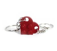 The Good Idea｜LEGO Heart Keyring Love Couples Keychain Valentines Special Gifts Girlfriend Boyfriend Friendship (Dark Red)