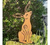 The Good Life Core-Ten Rusty Patina Hare Garden Ornament Figurine Approx 38cm High 14.5cm Wide