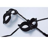 THE GOOD LIFE HIS N HERS PAIR OF BLACK VENETIAN MASQUERADE CARNIVAL PARTY EYE MASKS LADIES MASK WITH STICK