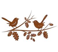The Good Life Large Rusty Metal Oak Leaf Birds Garden Wall Art Plaque 50cm Long