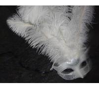 The Good Life LONG FEATHERS WHITE & SILVER VENETIAN MASQUERADE PARTY CARNIVAL BALL PROM EYE MASK WITH DIAMONTES