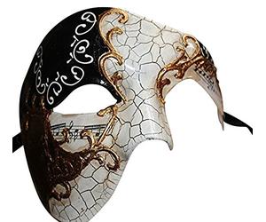 THE GOOD LIFE MENS BLACK GOLD IVORY HALF FACE PHANTOM MUSICAL NOTES QUALITY THEATRICAL VENETIAN MASQUERADE CARNIVAL PARTY EYE MASK