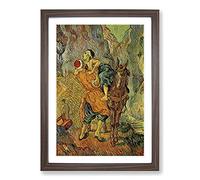 The Good Samaritan by Vincent Van Gogh Framed Print | A2 Walnut Framed Wall Art | Ready to Hang | Modern Historical Picture | Living Room Bedroom Lounge Office