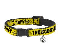 The Goonies Cat Collar, Breakaway Collar with Bell, The Goonies Chunk Mikey Data Mouth Icons and Logo Yellow, 8.5 to 12 Inches 0.5 Inch Wide