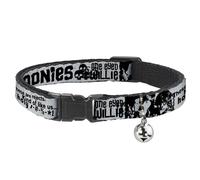 The Goonies Cat Collar, Breakaway Collar with Bell, The Goonies Quotes and Icons Collage Gray Black, 8.5 to 12 Inches 0.5 Inch Wide