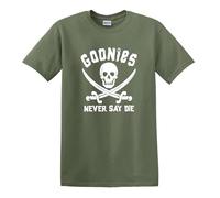 The Goonies Never Say Die Retro Cult Classic Comedy 80s Heavy Cotton t-Shirt Military Green