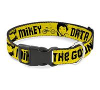 The Goonies Pet Collar, Dog Collar Plastic Buckle, The Goonies Chunk Mikey Data Mouth Icons and Logo Yellow, 15 to 24 Inches 1.0 Inch Wide