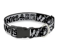 The Goonies Pet Collar, Dog Collar Plastic Buckle, The Goonies Quotes and Icons Collage Gray Black, 13 to 17 Inches 1.5 Inch Wide