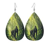 The gorilla crossing Women's Teardrop Leather Earrings - Lightweight PVC Dangle Earrings, 925 Silver Hooks, Double-Sided Prints | Hypoallergenic Gift