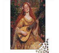 The Graceful Woman Plays The Pipa Jigsaw Puzzles. 70x50cm/1000pcs Rose Bush Whimsical Challenge Toy for Educational Games Gifts