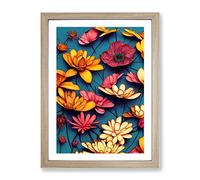 The Gracious Flowers Framed Print | A3 Oak Framed Wall Art | Ready to Hang | Modern Floral Picture | Living Room Bedroom Lounge Office