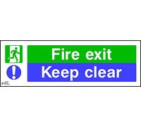 the grafix studio Fire Exit & Keep Clear Safety Signs Self Adhesive Vinyl Sticker 300mm x 100mm emer00048