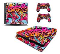 the grafix studio Graffiti Hip Hop Sticker/Skin Compatible With PS4 slim/Sony Playstation 4 Slim Console & Remote controller stickers, pss13