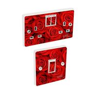 the grafix studio Red Roses Flowers Light Switch & Double Socket Sticker Vinyl/Skin cover sosw9