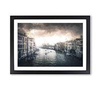 The Grand Canal in Venice Italy in Abstract Framed Print | A2 Black Framed Wall Art | Ready to Hang | Abstract Fantasy Picture | Living Room Bedroom Lounge Office