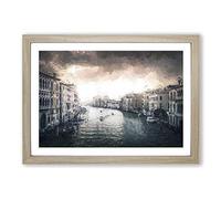 The Grand Canal in Venice Italy in Abstract Framed Print | A2 Oak Framed Wall Art | Ready to Hang | Abstract Fantasy Picture | Living Room Bedroom Lounge Office