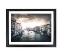 The Grand Canal In Venice Italy In Abstract Modern Art Framed Print | A3 Black Framed Wall Art | Ready to Hang | Abstract Fantasy Picture | Living Room Bedroom Lounge Office