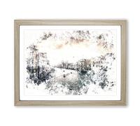 The Grand Canal In Venice Italy Watercolour Modern Framed Print | A2 Oak Framed Wall Art | Ready to Hang | Modern Historical Picture | Living Room Bedroom Lounge Office