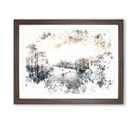 The Grand Canal In Venice Italy Watercolour Modern Framed Print | A3 Walnut Framed Wall Art | Ready to Hang | Modern Historical Picture | Living Room Bedroom Lounge Office