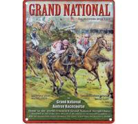 The GRAND NATIONAL run at Aintree vintage mini metal sign 8"x6"