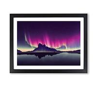 The Grand Northern Lights Framed Print | A2 Black Framed Wall Art | Ready to Hang | Modern Landscape Picture | Living Room Bedroom Lounge Office