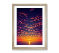 The Grand Ocean Sunset Framed Print | A2 Oak Framed Wall Art | Ready to Hang | Modern Nautical Picture | Living Room Bedroom Lounge Office