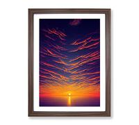 The Grand Ocean Sunset Framed Print | A2 Walnut Framed Wall Art | Ready to Hang | Modern Nautical Picture | Living Room Bedroom Lounge Office