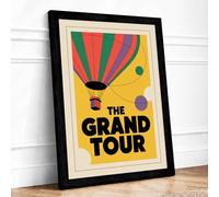The Grand Tour Art Deco Framed Wall Art Print A1 (84.1×59.4cm) Black, Wall Decor for Living Room, Bedroom, Office & Home, Ready to Hang, Art Gift