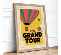 The Grand Tour Art Deco Framed Wall Art Print A1 (84.1×59.4cm) Oak, Wall Decor for Living Room, Bedroom, Office & Home, Ready to Hang, Art Gift