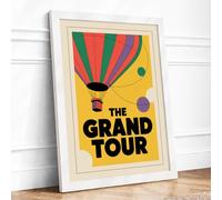 The Grand Tour Art Deco Framed Wall Art Print A2 (59.4×42cm) White, Wall Decor for Living Room, Bedroom, Office & Home, Ready to Hang, Art Gift