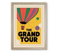 The Grand Tour Art Deco Framed Wall Art Print A4 (29.7×21cm) Oak, Wall Decor for Living Room, Bedroom, Office & Home, Ready to Hang, Art Gift