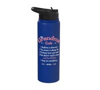 The Grandma Code Funny Rules Grandmother Grandparent Stainless Steel Insulated Water Bottle