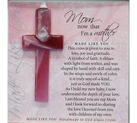 The Grandparent Gift Mom, Now That I'm a Mother Glass Cross Daughter to Mother Gift, Pink