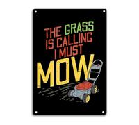 The Grass Is Calling I Must Mow Tin Sign Lawn Mower Metal Wall Art Room Decor House Decoration Garden Poster Retro Yard Signs 12x8 Inch