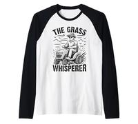 The Grass Whisperer Landscaping Gardener Lawn Mowing Raglan Baseball Tee