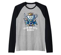 The Gravy King Funny Thanksgiving Turkey Dinner Side Raglan Baseball Tee