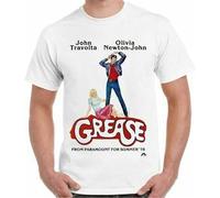 The Grease Movie John Travolta Retro Musical Cool Danny Sandy Retro Unisex T-Shirt Printed Graphic White Mens Top Tee L