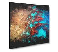 The Great Barrier Reef Coral Paint Splash Canvas Print | Gallery Wrapped 30mm Frame Wall Art | 20x20 inches | Ready to Hang | Modern Picture | Living Room Bedroom Lounge Office