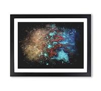 The Great Barrier Reef Coral Paint Splash Modern Art Framed Wall Art Print, Ready to Hang Picture for Living Room Bedroom Home Office Décor, Black A2 (64 x 46 cm)