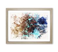 The Great Barrier Reef Coral Watercolour Modern Framed Wall Art Print, Ready to Hang Picture for Living Room Bedroom Home Office Décor, Oak A2 (64 x 46 cm)