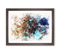 The Great Barrier Reef Coral Watercolour Modern Framed Wall Art Print, Ready to Hang Picture for Living Room Bedroom Home Office Décor, Walnut A4 (34 x 25 cm)