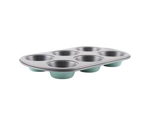 The Great British Bake Off Muffin Tray, Yorkshire Pudding Tin for Baking, 6 Cup Jumbo Cupcake Tin, 3cm Deep, Official GBBO Logo, Non Stick Coated Carbon Steel, Duck Egg Blue, 29cm x 18cm x 3cm
