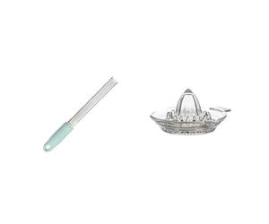 The Great British Bake Off Zester Grater Tool for Zesting Lemon & More Micro Planer & KitchenCraft Manual Glass Citrus Juicer, Lemon Squeezer, 14.5 cm