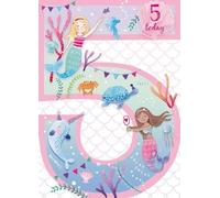 The Great British Card Company Artistic 'Age 5' Female Birthday Greeting Card - Magical Mermaids - With a Flittered Finish - For Her