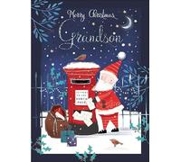 The Great British Card Company Grandson Cute Christmas Card from Christmas Mail, Santa and Postbox - For Him