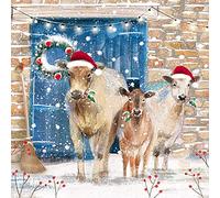 The Great British Card The Almanac Gallery Box of 16 Artistic Christmas Cards - Farmyard Animals - 16 Cards, 4 Each of 4 Stunning Designs, Multi, 170 x 170 x 50mm