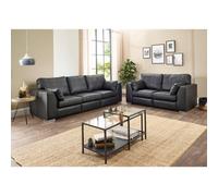 The Great British Sofa Company Verona Black Real Leather 3 & 2 Seater Sofas